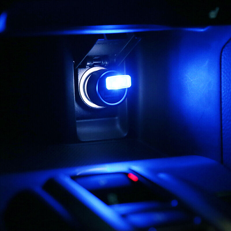 适用于汽车氛围灯led灯气氛灯改装usb点烟器内饰灯照明灯车内脚底灯车载氛围灯USB氛围灯蓝光单个装福特福