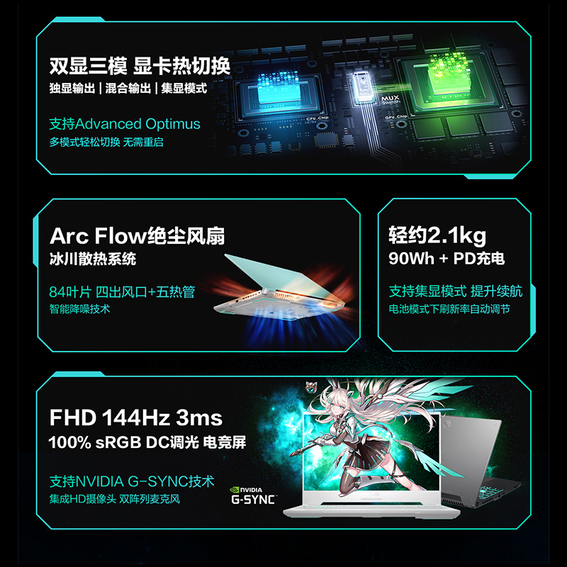 华硕天选4 13代英特尔酷睿i5 15.6英寸高性能电竞游戏本 笔记本电脑(i5-13500H 16G 512G RTX4050 144Hz高色域)青