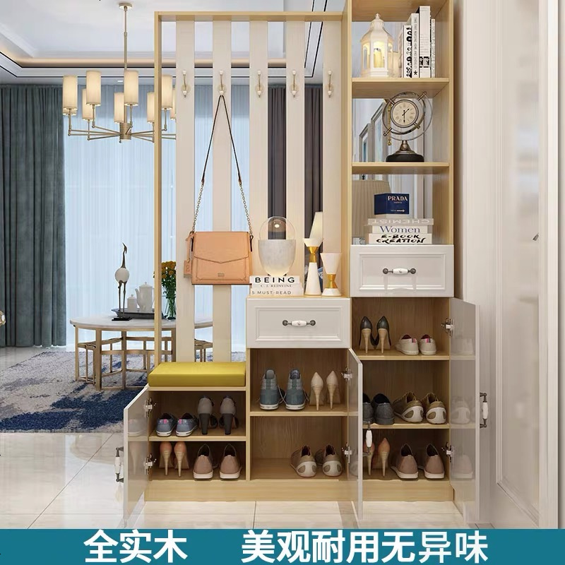 纯实木可定制厅柜进镂空屏风玄关隔断中式鞋柜简约现代小户型