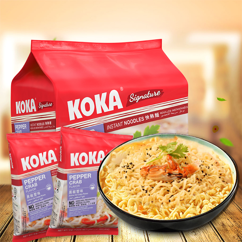 可口(KOKA)黑椒蟹肉味快熟面85g*5包 新加坡进口