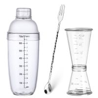 雪克杯 手摇带刻度奶茶店用品专用工具雪克壶700ml调酒器套装摇杯 勺子+盎司杯+雪克杯700ml