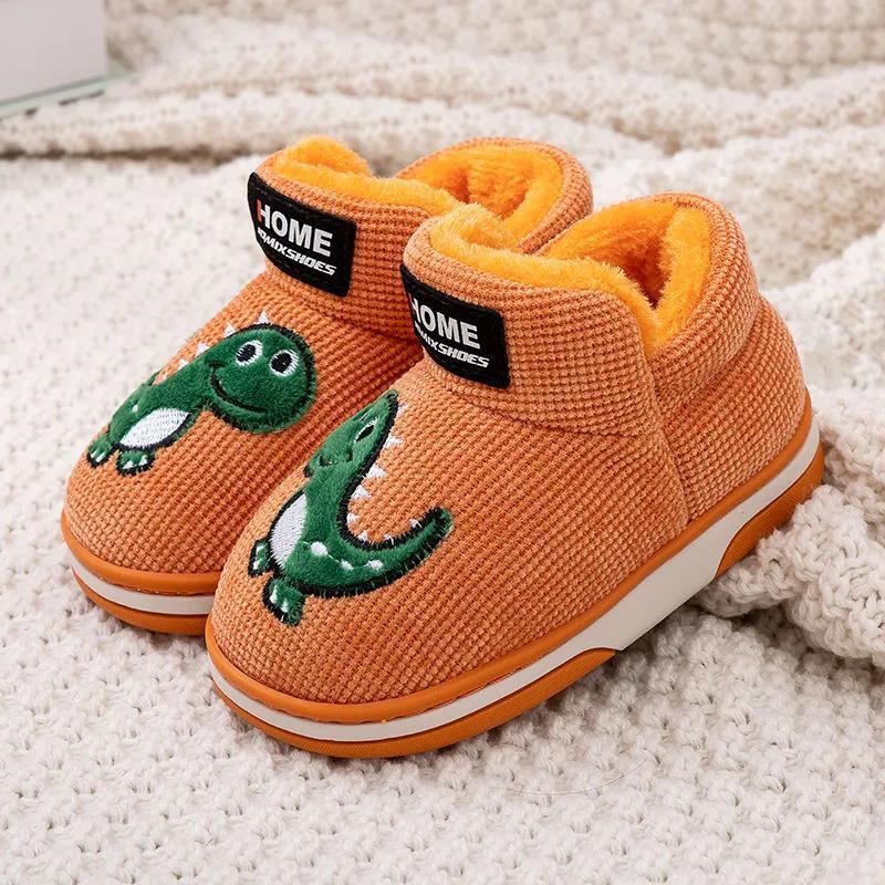 2021新款儿童棉鞋冬季加绒保暖韩版时尚可爱卡通儿童毛毛鞋软底小孩包