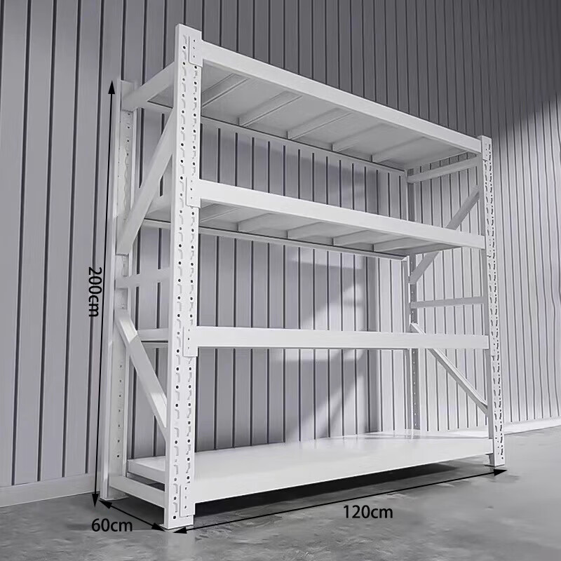 晋舰货架仓储货架置物架重型落地器材架120*60*200cm280kg白色/4层高清大图