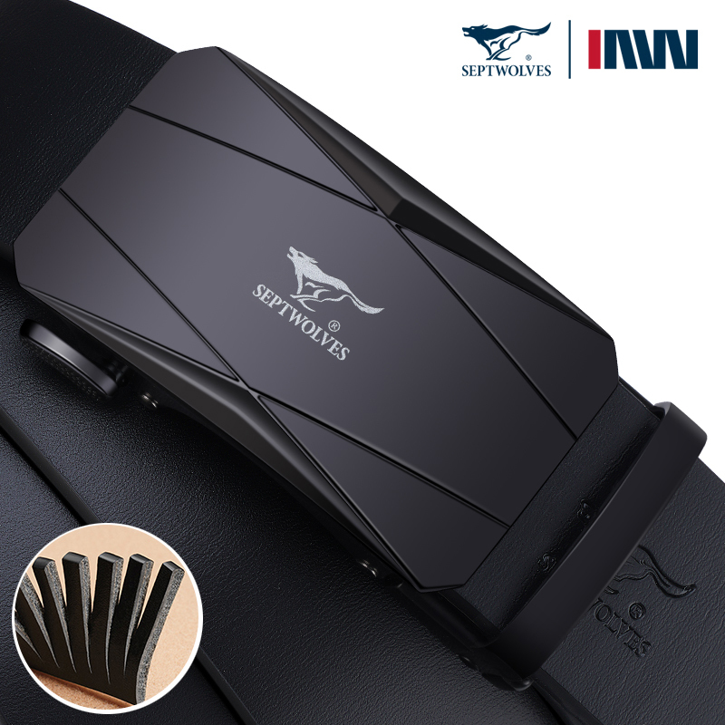 七匹狼皮带男士真皮自动扣腰带男款纯牛皮男式裤带正品2023新款