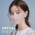 防晒面罩全脸防紫外线女夏季脸基尼冰丝脸罩遮阳神器透气薄3759A 防晒口罩-UPF50+圆标-浅灰色+粉色