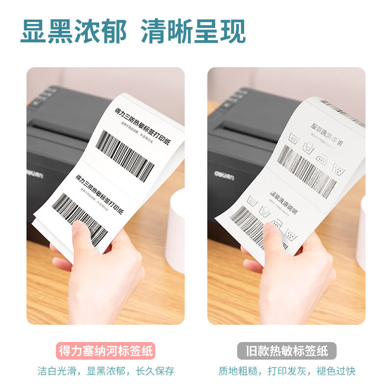 得力(deli) 12306塞纳河三防热敏标签纸80*60mm-800枚 白色 1卷/筒 单位:筒