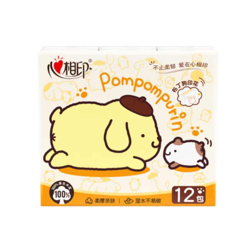 心相印三丽鸥布丁狗4层手帕餐巾纸便携式小包CY2812 7片*24包 2条高清大图