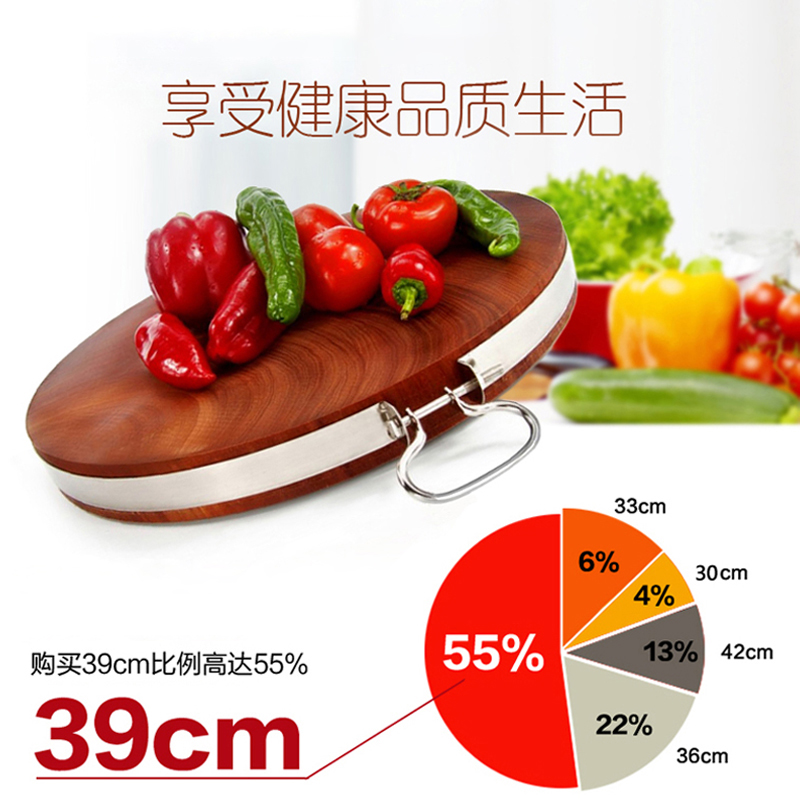 菜板 实木砧板 圆形砧板 46*5cm高清大图