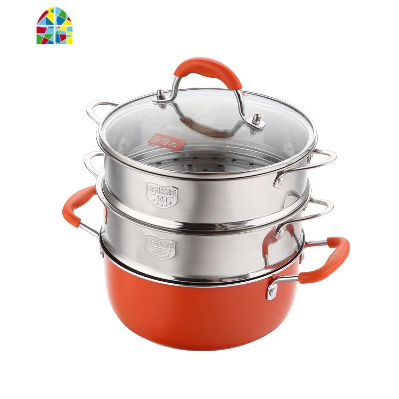 婴儿宝宝辅食迷你小蒸锅蒸馒头的家用304不锈钢蒸笼2层奶锅不粘锅 FENGHOU 24cm双耳+2层蒸笼图片