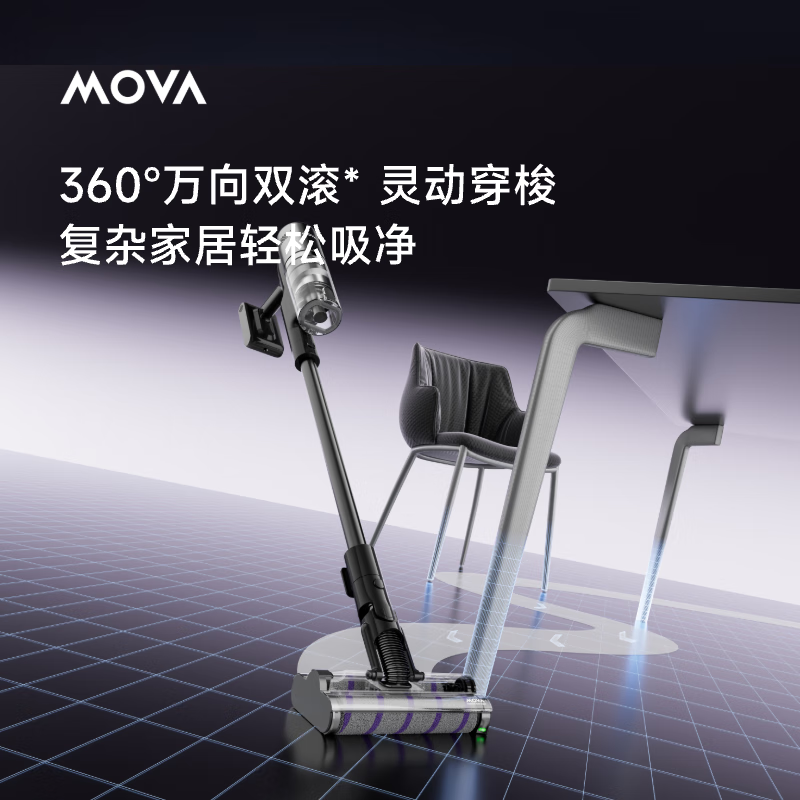 Mova I10 蜻蜓吸尘器显尘万向双滚刷140°广角绿光轻量宠物家用除螨大吸力除尘长续航高清大图