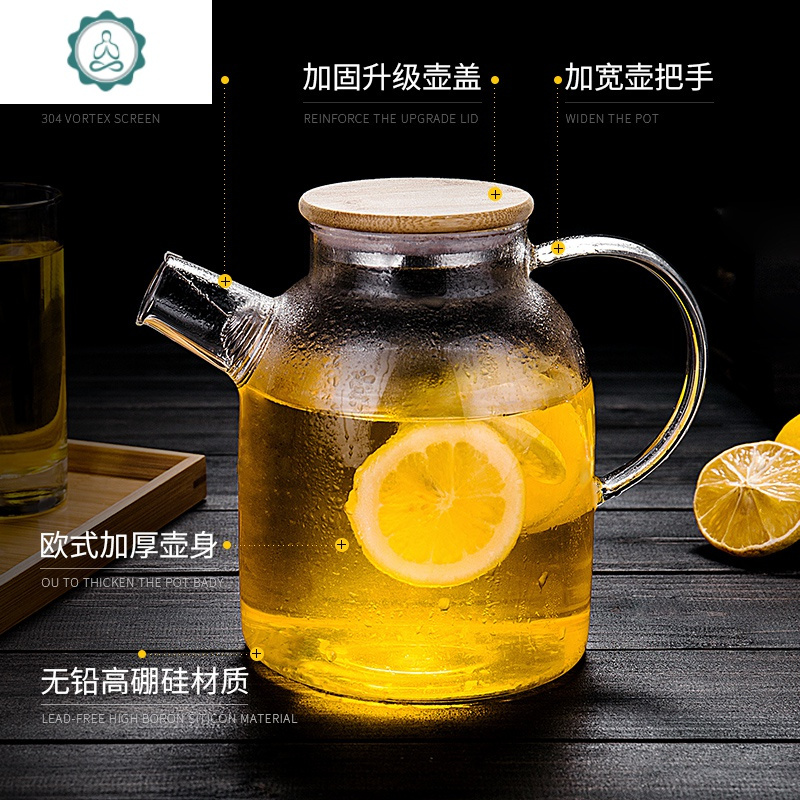 加厚玻璃冷水壶凉水杯大容量开水壶家用茶壶耐热扎壶水具套装 封后 290水杯6支+杯架