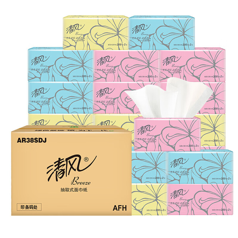 清风超质感系列抽纸24包(2层200抽)AR38SDJ整箱