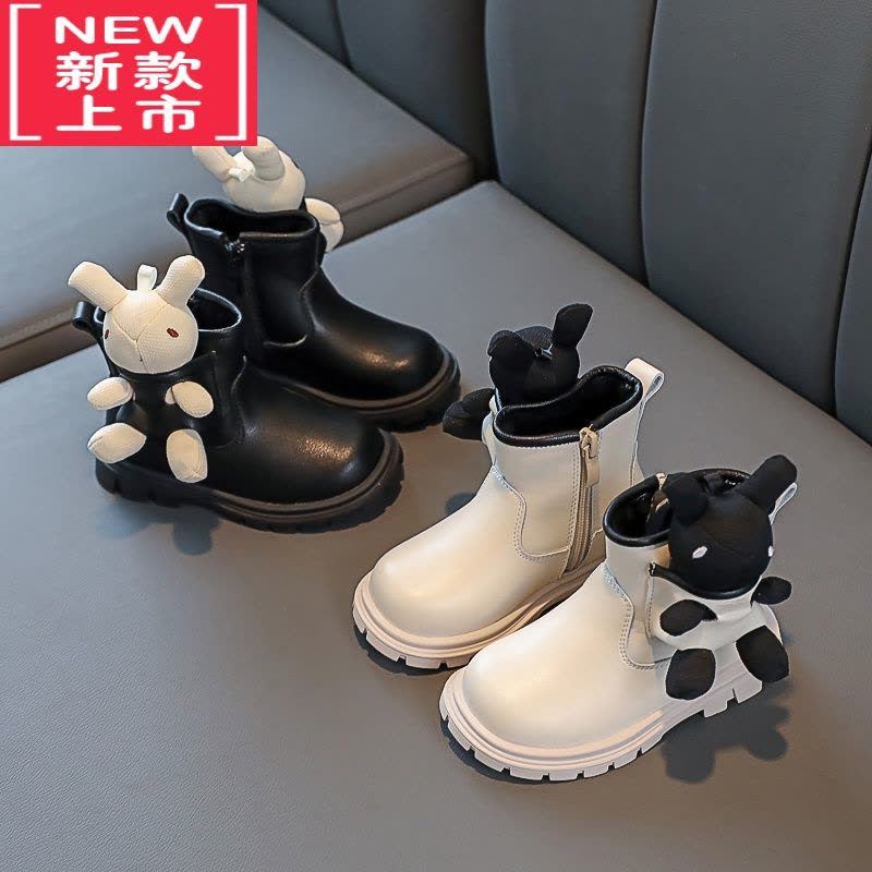 可莉允儿童靴子马丁靴2022秋冬女宝宝潮牌高筒靴新款防滑加绒女鞋子图片