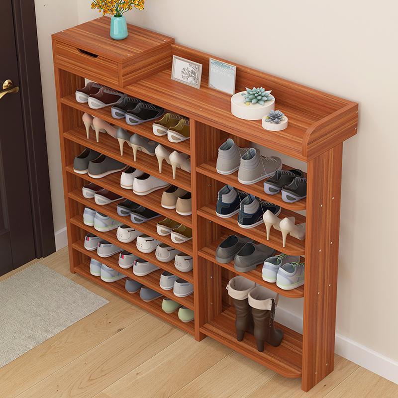 鞋架家用口大容量简约现代实木色阳台多层收纳储物玄关柜子鞋柜定制