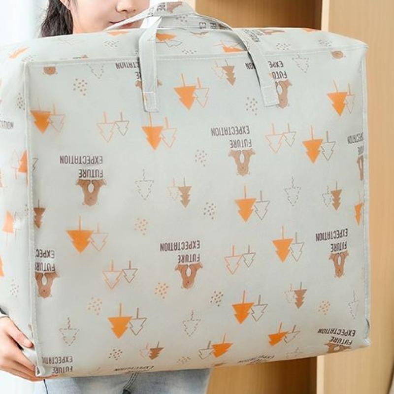 被子收纳袋子装衣服物行李搬家大容量打包袋整理袋编织袋防水防潮-蓝色几何-中号高清大图