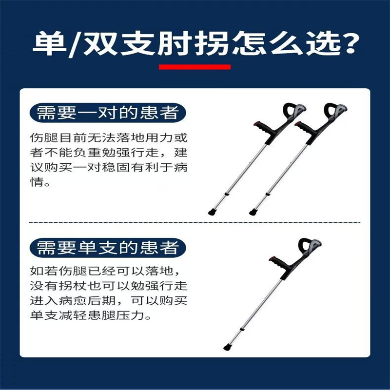 恒 生 防 护肘拐手臂式骨折拐杖医用可折叠防滑单拐双拐棍肘臂式助行器KY-1604高清大图