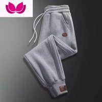 七斓加绒加厚灰色卫裤男宽松冬季束脚裤休闲运动款男士百搭长裤子 L建议100-115斤 灰色单件装