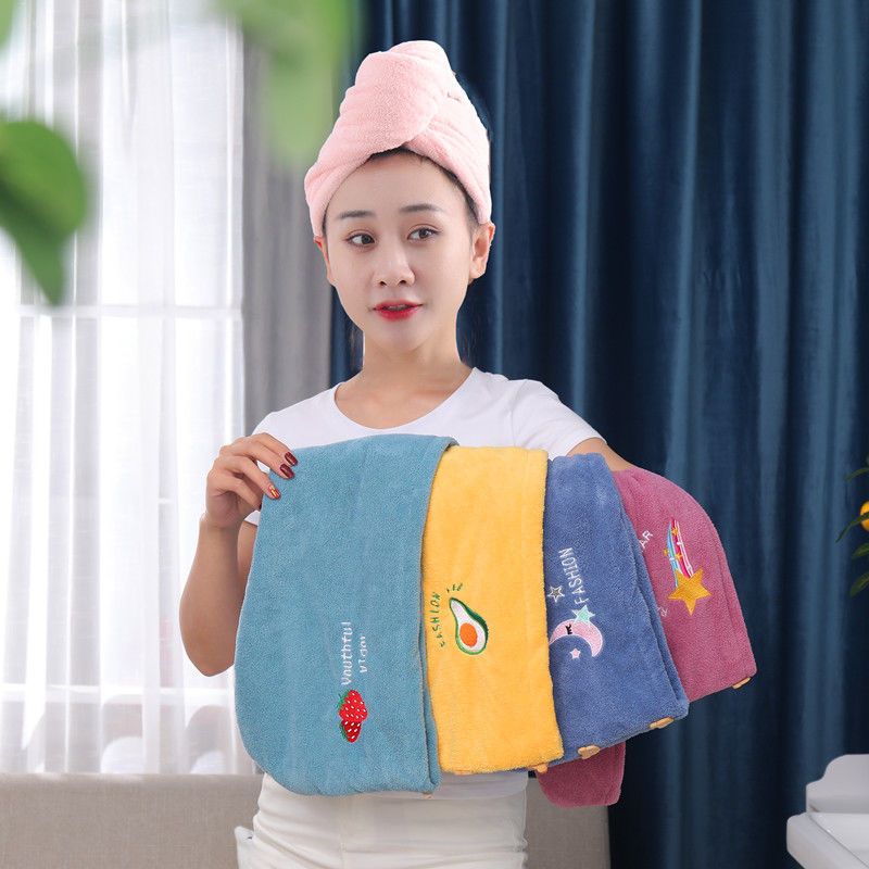 干发帽吸水浴帽洗头发速干刺绣毛巾包头女加厚成人长发擦头巾