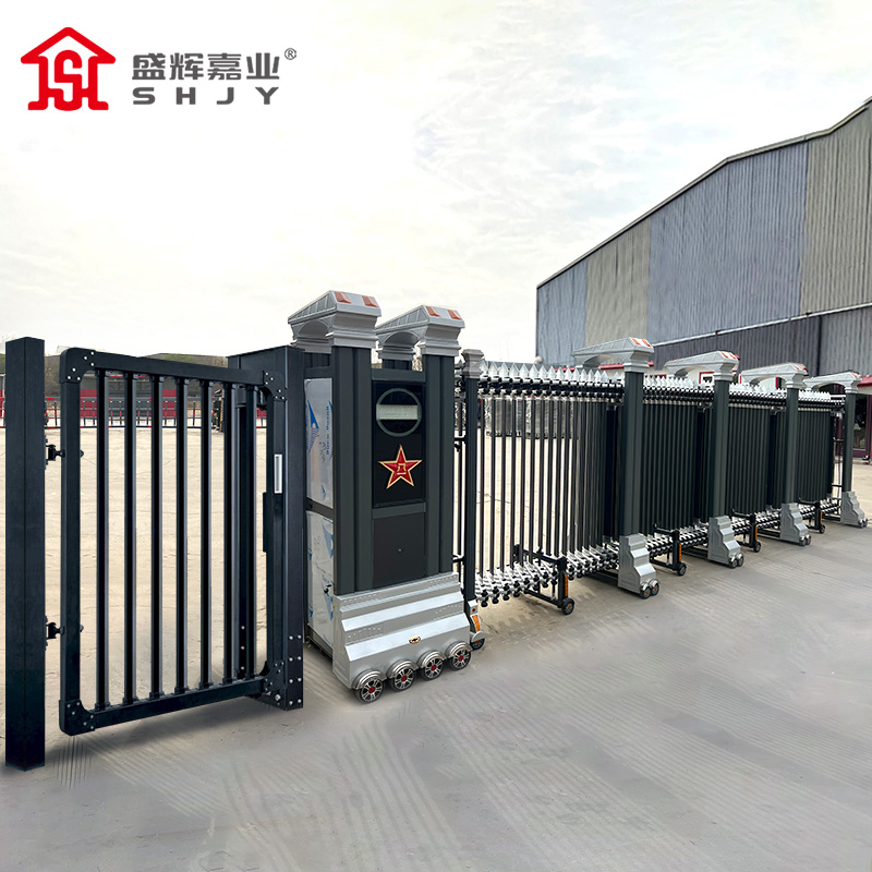 盛辉嘉业 电动伸缩门单位学校工厂别墅户外铝合金伸缩门定制高清大图