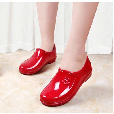 雨靴女士时尚款防滑低帮大人防水胶水鞋特价0889红色拍大一码40质量好