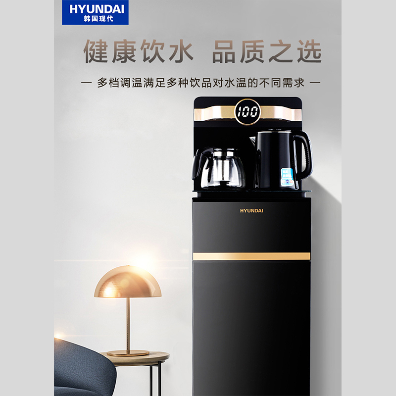 HYUNDAI饮水机家用智能全自动下置水桶小型立式泡茶艺多功能茶吧机天空黑遥控BL-W-12天空黑温热