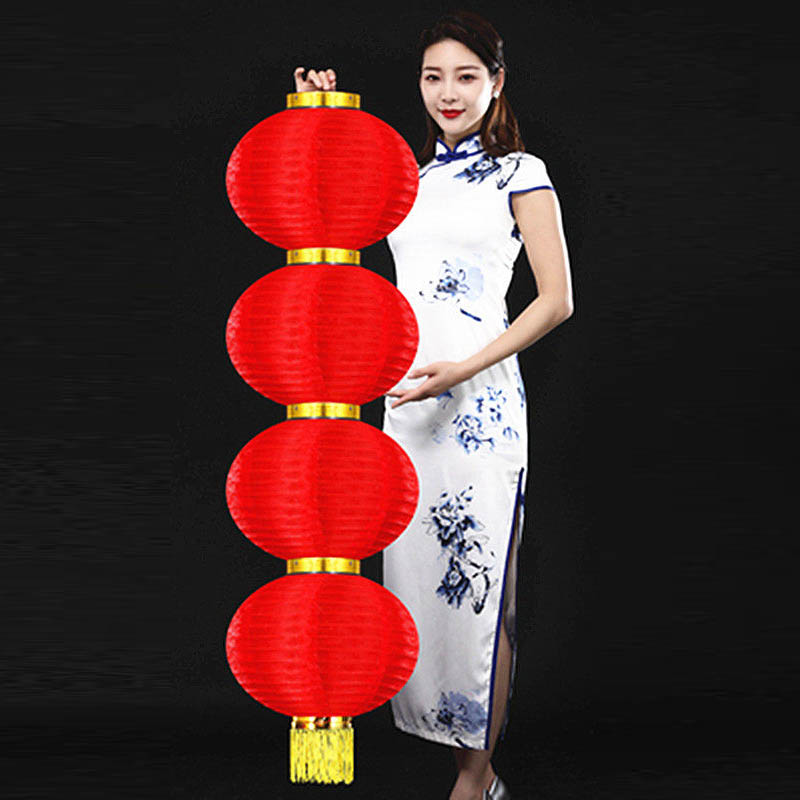 智美环球 春节过新年大红灯笼串 10寸4连串高清大图