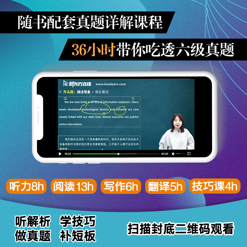 [6级真题]六级超详解+模拟(含6月真题) [正版] 备考2023年12月大学英语六级考试超详解真题模拟题含6月真题ce高清大图