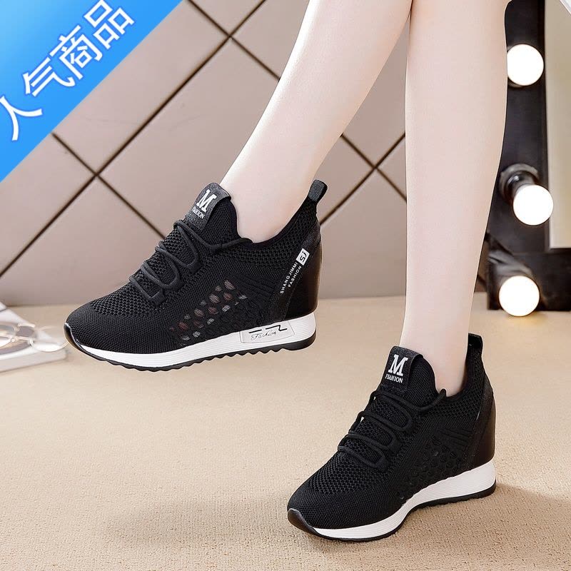 SUNTEK内增高小白鞋女夏季薄款2023新款百搭休闲网鞋镂空透气网面运动鞋图片