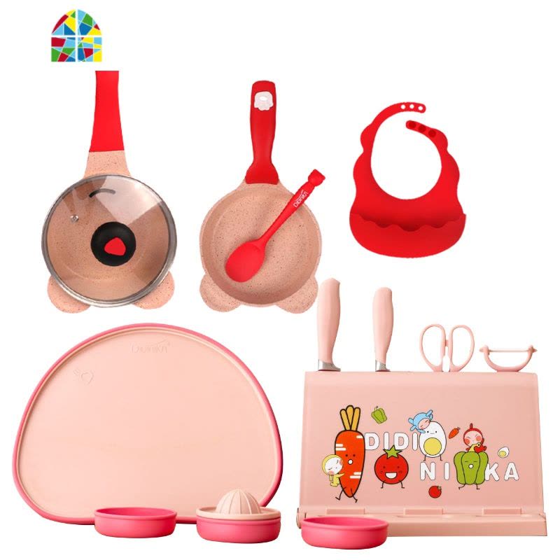 韩国婴儿辅食锅奶锅宝宝不粘锅辅食工具套装菜板 FENGHOU 红花瓣辅食锅+煎锅+蒸屉+盖子送勺子图片