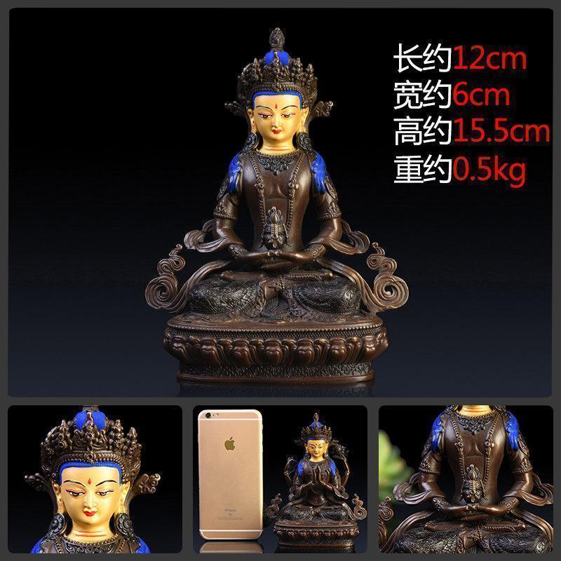 美帮汇铜长寿佛 藏传佛教密宗无量寿佛佛像摆件尼泊尔工艺画脸高清大图