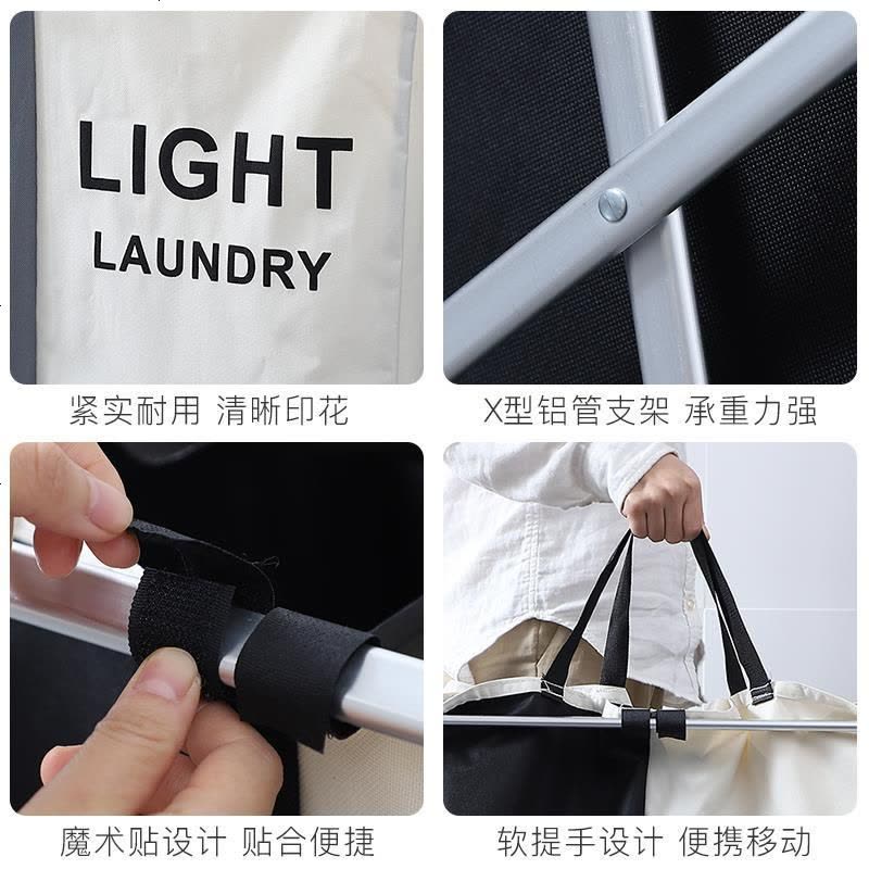 脏衣篮脏衣服收纳筐脏衣篓家用整理桶布艺装衣娄北欧脏衣桶洗衣篮 两格灰米-脏衣篮图片