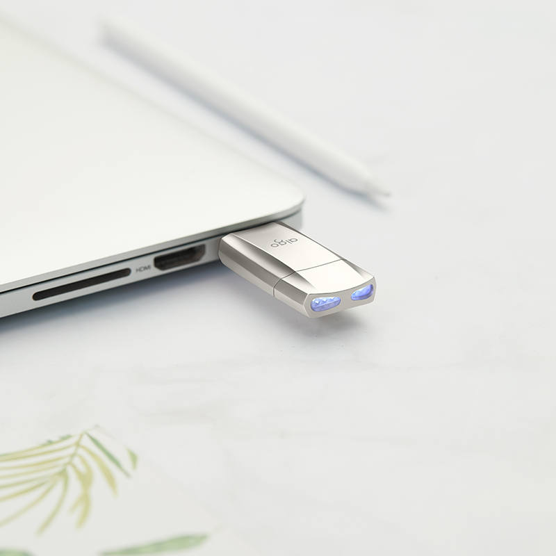 爱国者(aigo)U395超极固态金属u盘 128GB 车载优盘手机电脑两用高速正品创意定制移动固态u盘