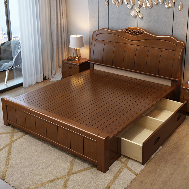 天惠子床北欧木质实木床18米15米简约现代高箱储物卧室主卧双人婚床