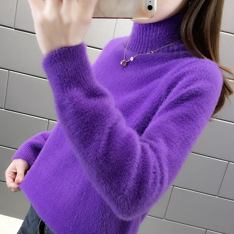 毛衣女新款时尚宽松外穿套头内搭半高领打底衫女秋冬高清大图