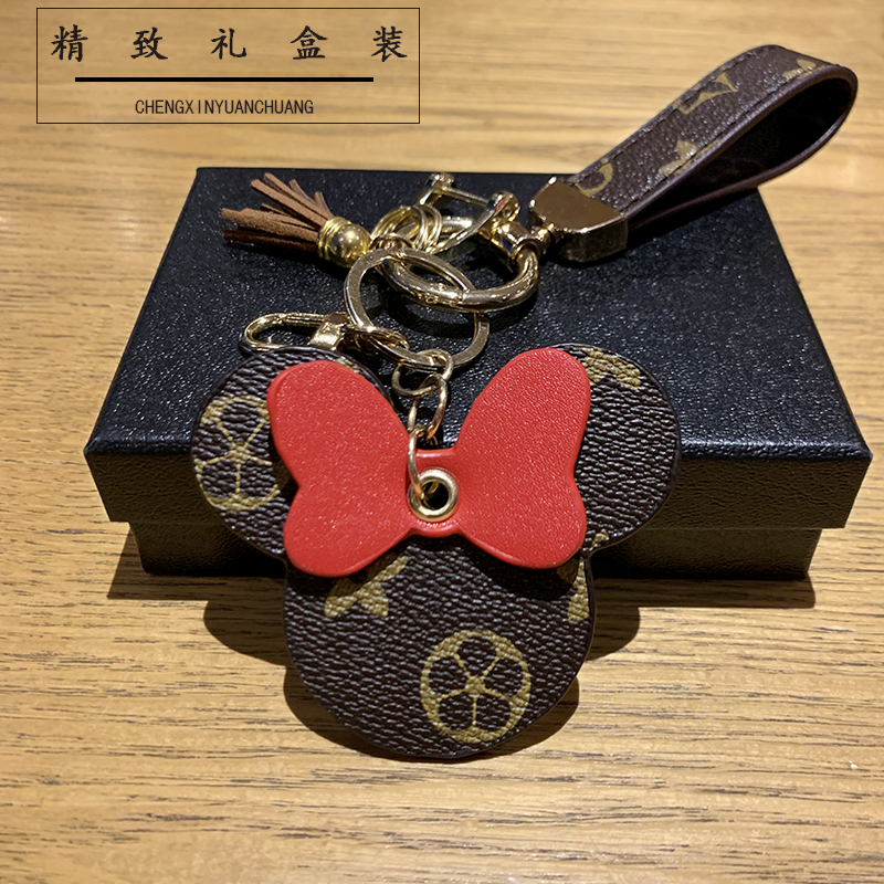 金扣咖花绳礼盒装lvampampgedete汽车钥匙扣挂件女米奇米妮钥匙链绳