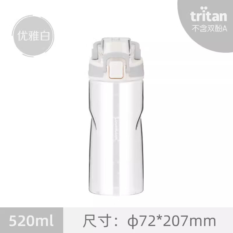乐扣乐扣(LOCK&LOCK) 人鱼线塑料运动水杯夏天便携水壶带刻度提手男女水杯子700ML蓝色高清大图