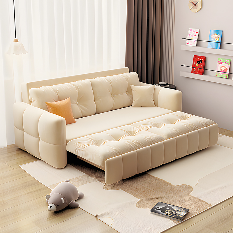 欧梵森轻奢奶油风磨砂布沙发床多功能伸缩两用客厅家用小户型 1.8米外径【多色可选拍下备注】 耐磨磨砂布【椰棕款】