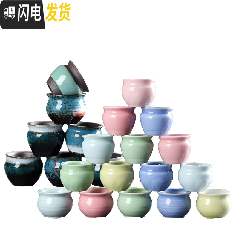 三维工匠拇指多肉花盆小号可爱迷你组合陶瓷哥窑复古现代花器满10 紫砂拇指盆8个 小花盆容器高清大图