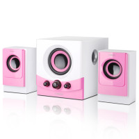 恩科(ENKOR)E600 有源2.1多媒体电脑音响木质低音炮音箱 粉色