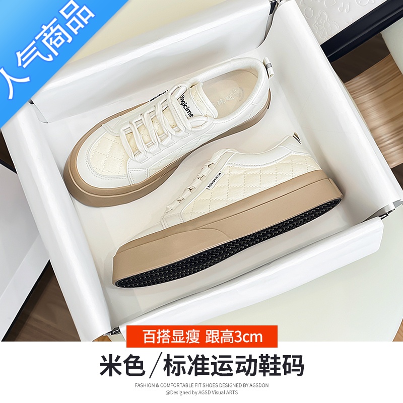 SUNTEK小白鞋女2023新款夏季百搭透气帆布鞋厚底休闲运动板鞋轻便配裙子高清大图