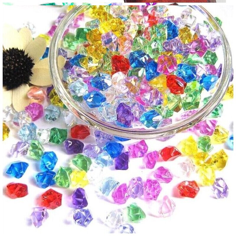 儿童玩具宝石冰块七彩色小钻塑料水晶钻石亚克力五彩缤纷碎石饰品 22mm彩色250颗高清大图