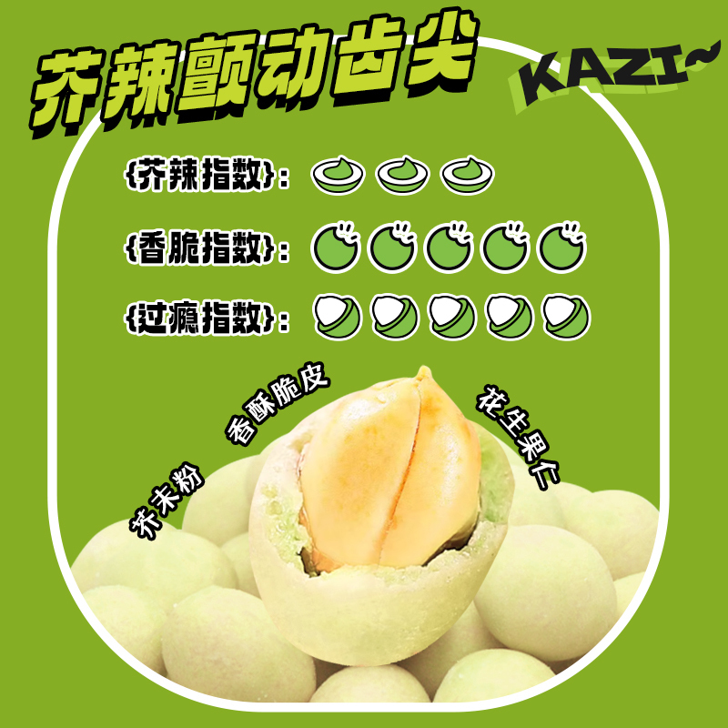 狮客芥末味花生豆170g*3罐装鱼皮花生米休闲零食泰国风味炒货辣花生特色小吃下酒菜