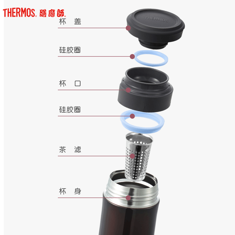 膳魔師(THERMOS)保温杯TCMK-350带茶漏泡茶杯350ML水杯304不锈钢膳魔师车载办公商务不锈钢色SBK通用高清大图
