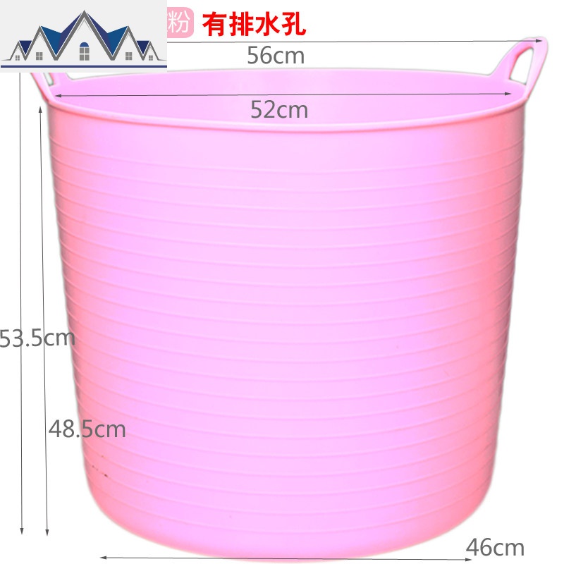 玩具收纳桶收纳篮塑料桶脏衣篮宝宝洗澡桶衣服桶储水桶洗衣桶洗脚 三维工匠 100L-0~13岁（含出水口)北欧粉收纳篮
