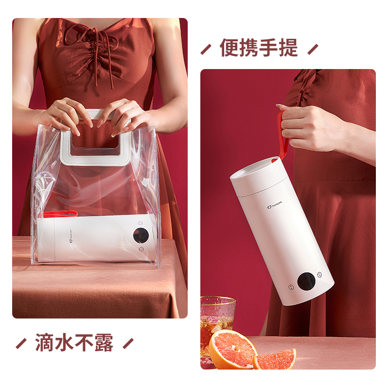 卓朗便携式电热杯保温一体小型加热旅行烧水壶家用炖煮养生烧水杯ZL-BC500白色[按键款]