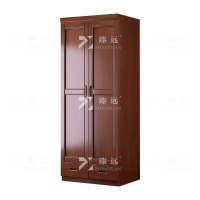 臻远 ZY4022712中式实木衣柜对开二门衣柜卧室收纳大衣橱 胡桃色