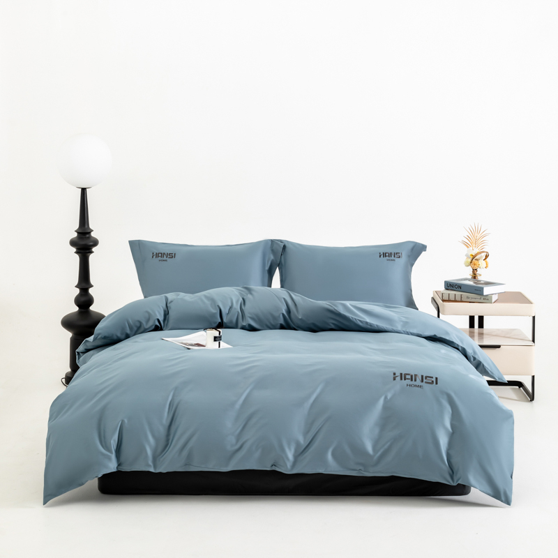 汉司家纺 150*200cm 纯色全棉刺绣贡缎60S 被套 1.00 件/条 (计价单位:条)海清色 色牢度高 缩水率低