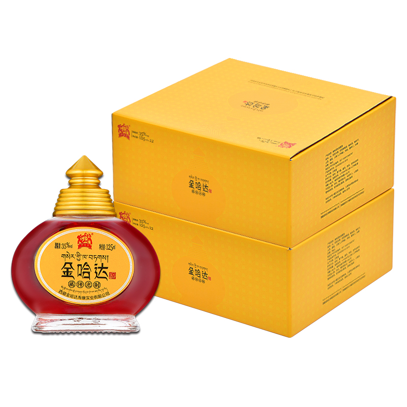 呀咕嘟金哈达酒35度125ml24瓶小瓶配制露酒植物泡制酒参数