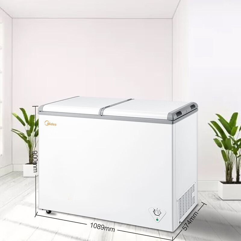 美的(Midea)家用商用冰柜双箱双温冷柜冷藏冷冻卧式冰箱 220VM(E) 妙趣金