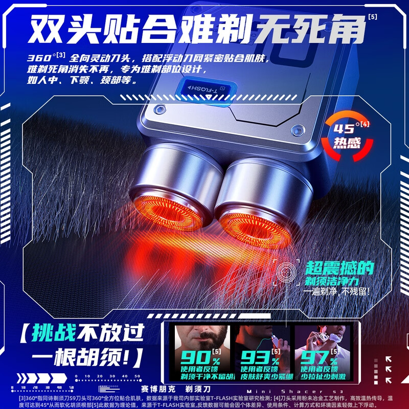 同诗旅行者双头高速剃须刀-S9冰河银高清大图